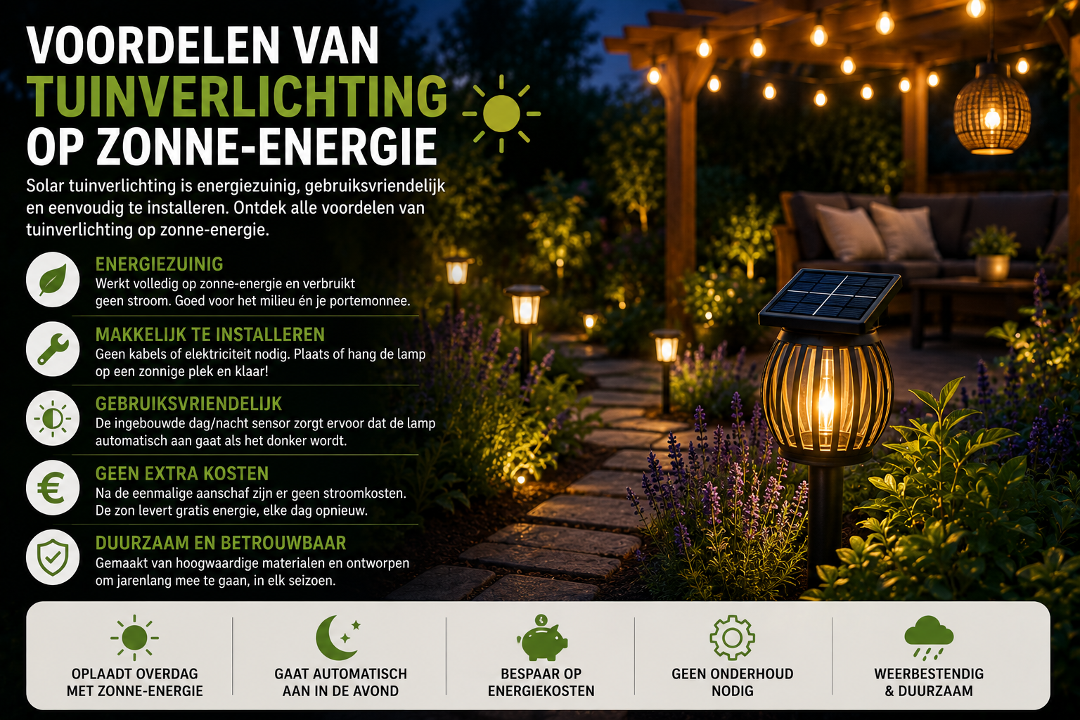 7 voordelen van solar tuinverlichting | Energiezuinig & eenvoudig