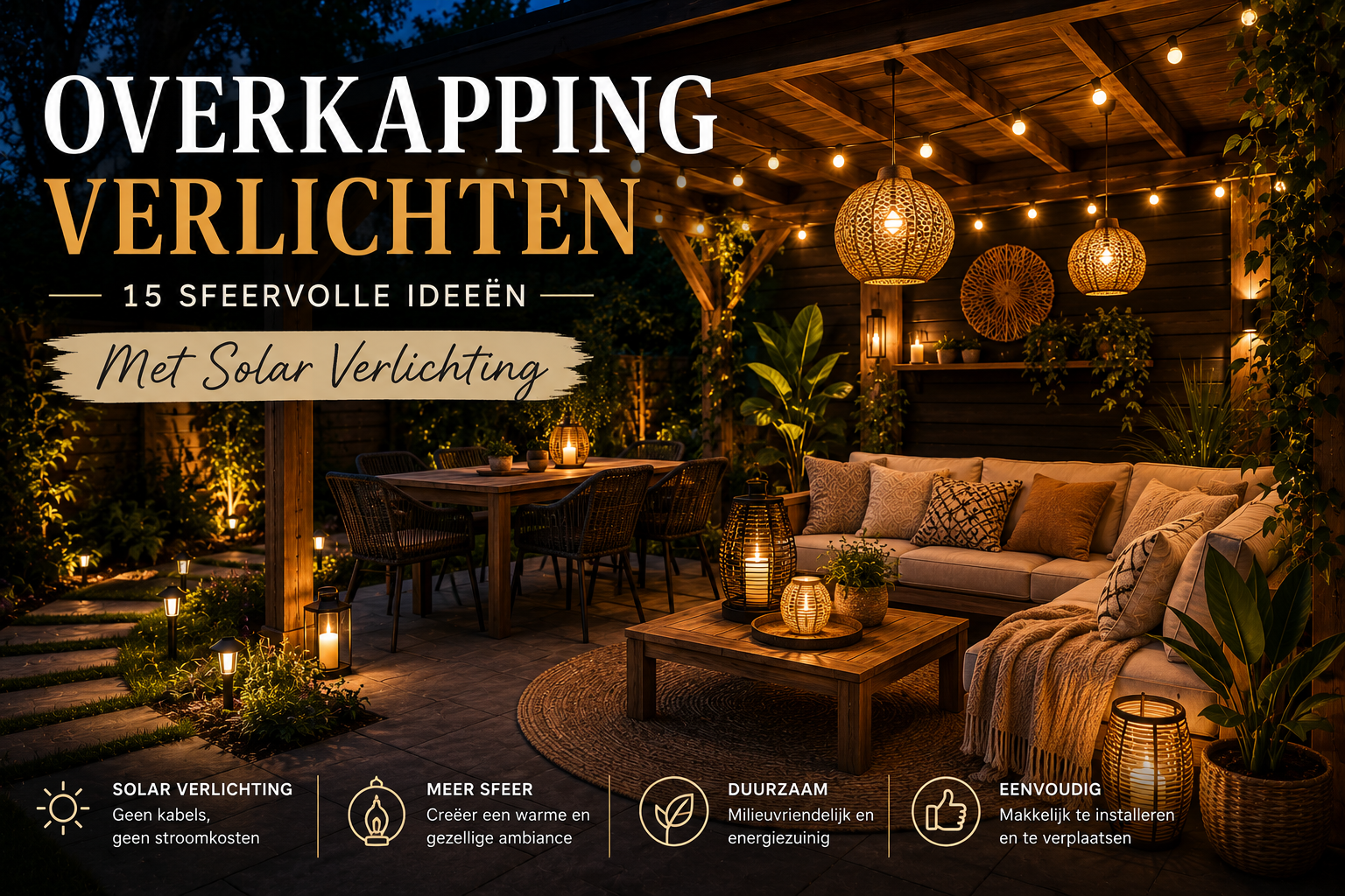 Overkapping Verlichten: 15 Sfeervolle Ideeën Met Solar Verlichting