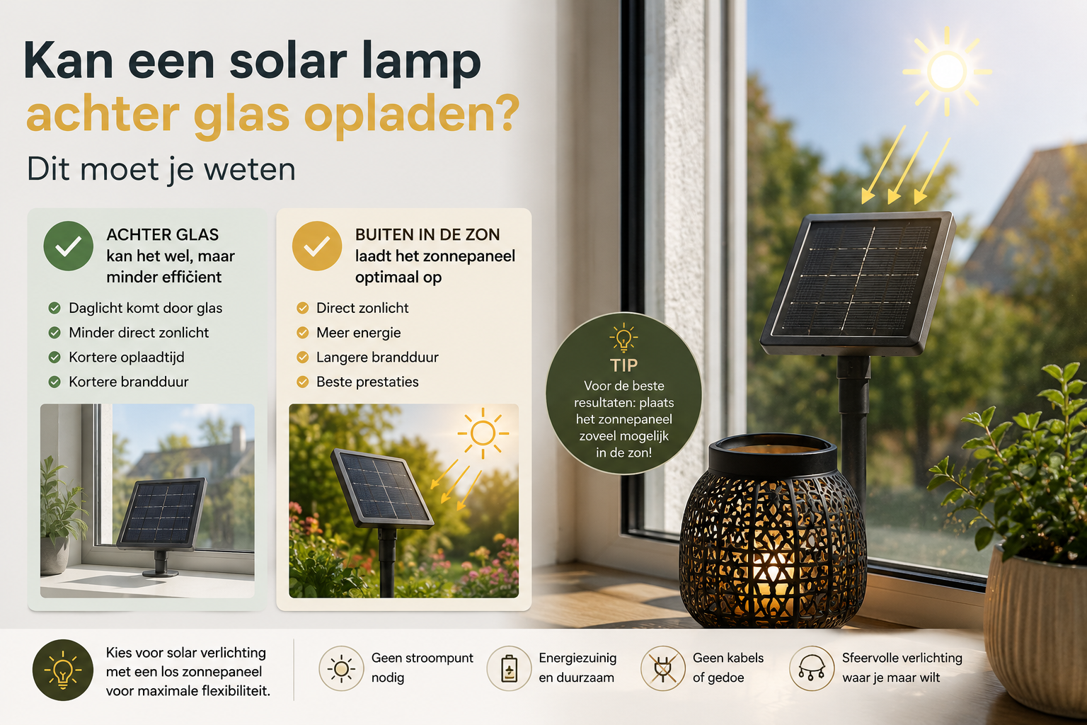 Kan een solar lamp achter glas opladen? Dit moet je weten
