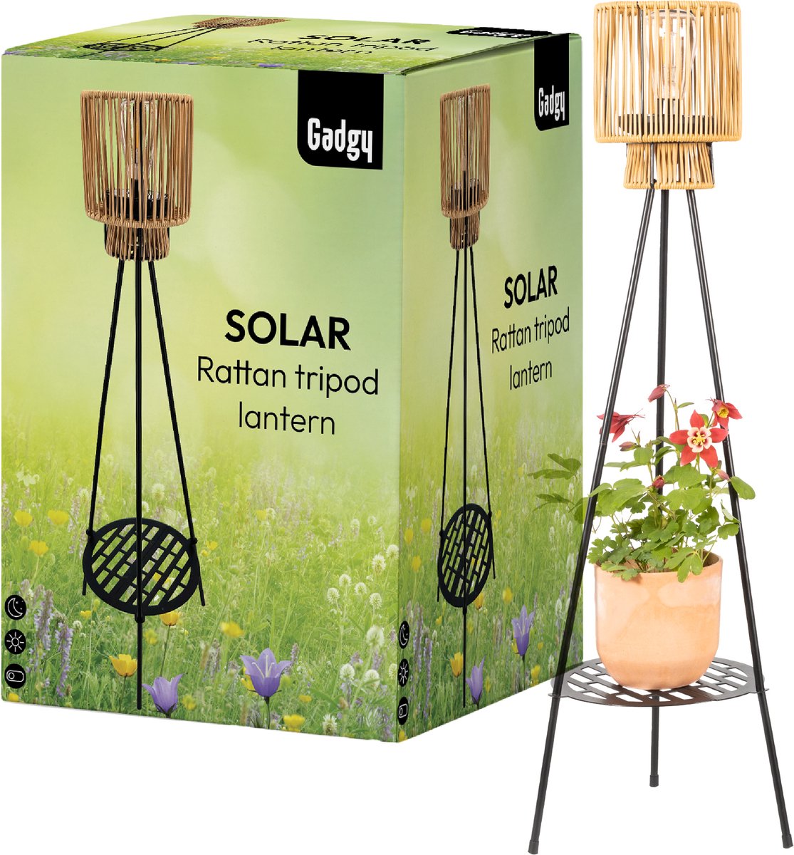 Solar Stehleuchte Dreibein – Braun – 103 cm