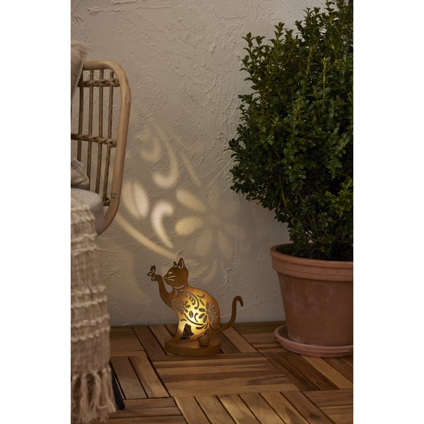 Chat solaire - Aspect rouillé - 30 cm
