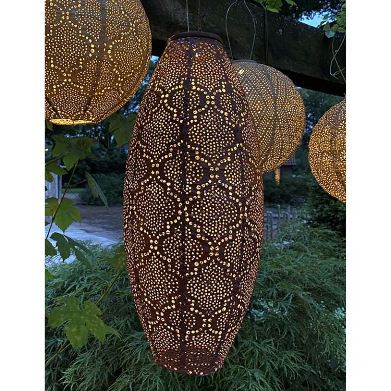 Lampion Solaire Long Ovale - Mosaïque Gris Foncé - 20 cm