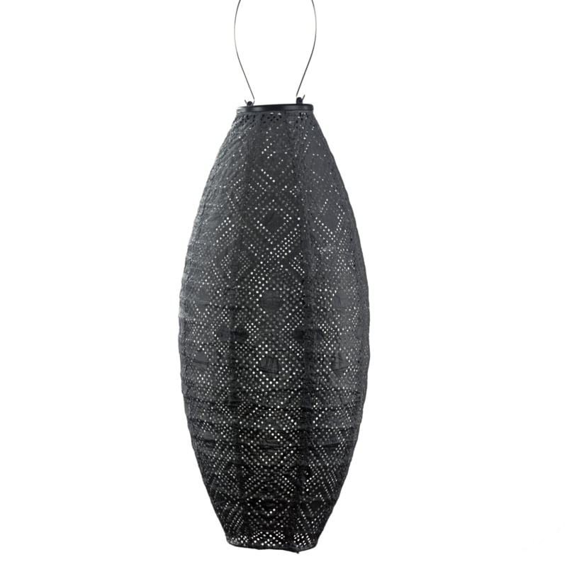 Lampion Solaire Long Ovale - Mosaïque Gris Foncé - 20 cm