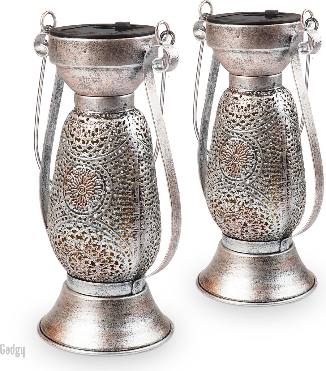 Solar-Tischlampe Petroleum – 2er-Set