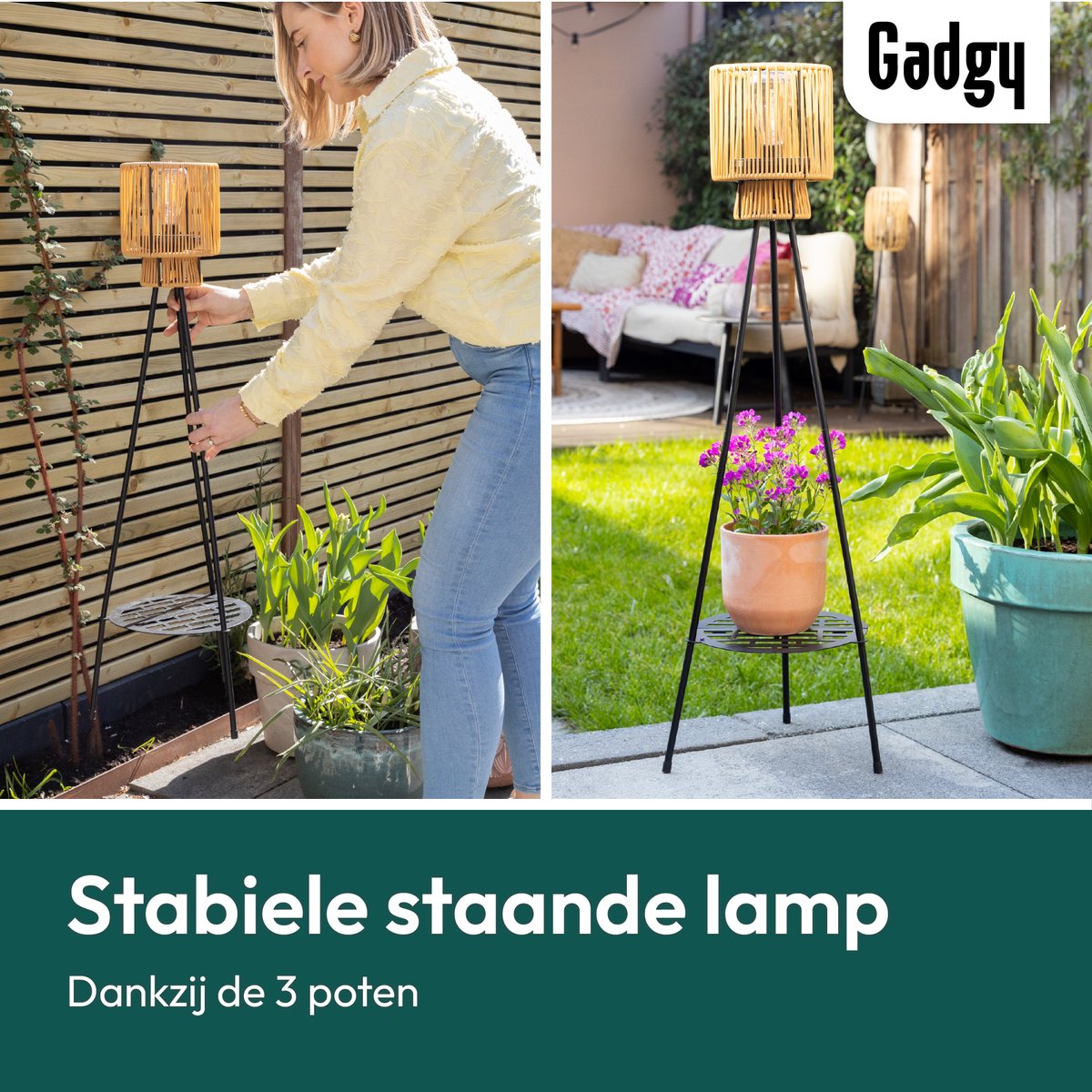 Solar Stehleuchte Dreibein – Braun – 103 cm