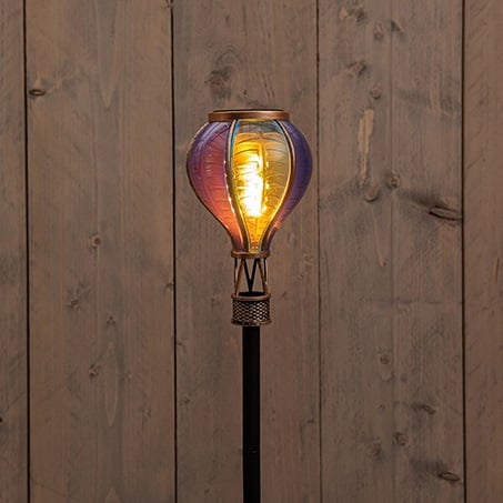 Solar Luchtballon op Steker met Vlameffect 12 LED – Blauw 57 cm