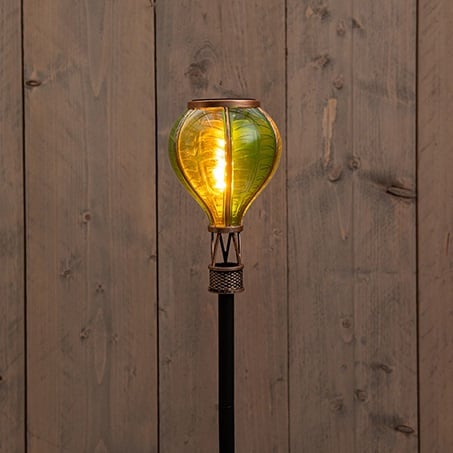 Solar Luchtballon op Steker met Vlameffect 12 LED – Groen 57 cm