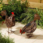 Lot de 2 poules solaires en métal