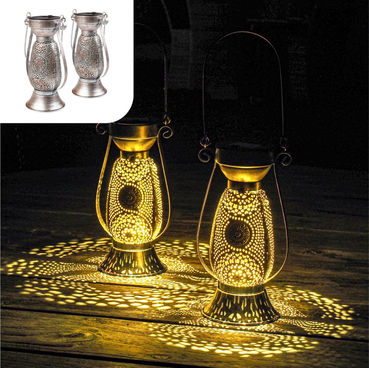 Solar Tafellamp Petroleum – Set van 2