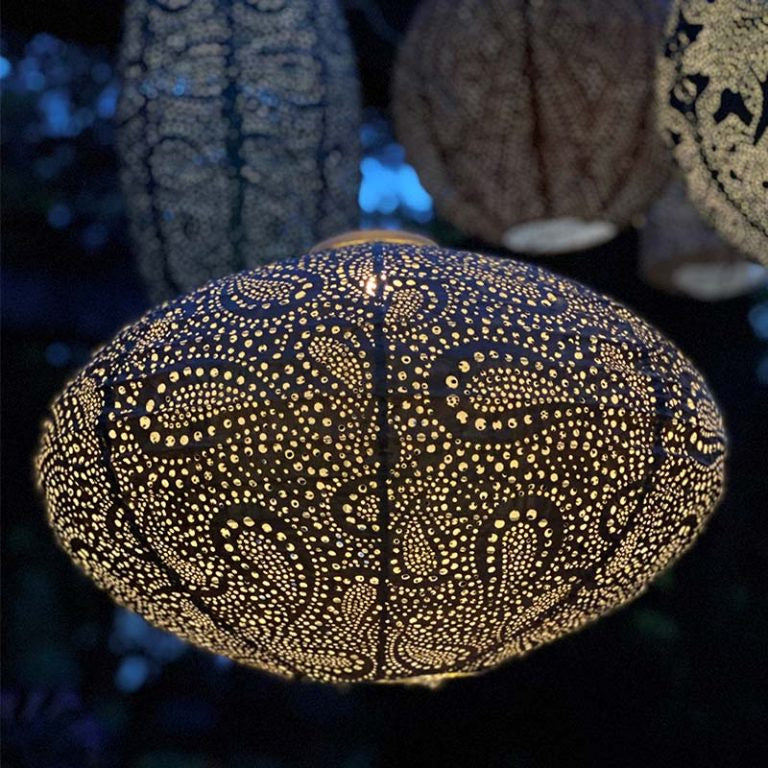 Solar Lampion Oval - Paisley Taupe - 40 cm