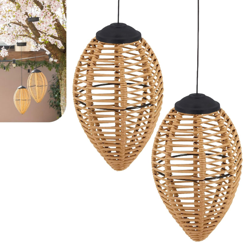 Solar Hanglampen Rattan – Set van 2