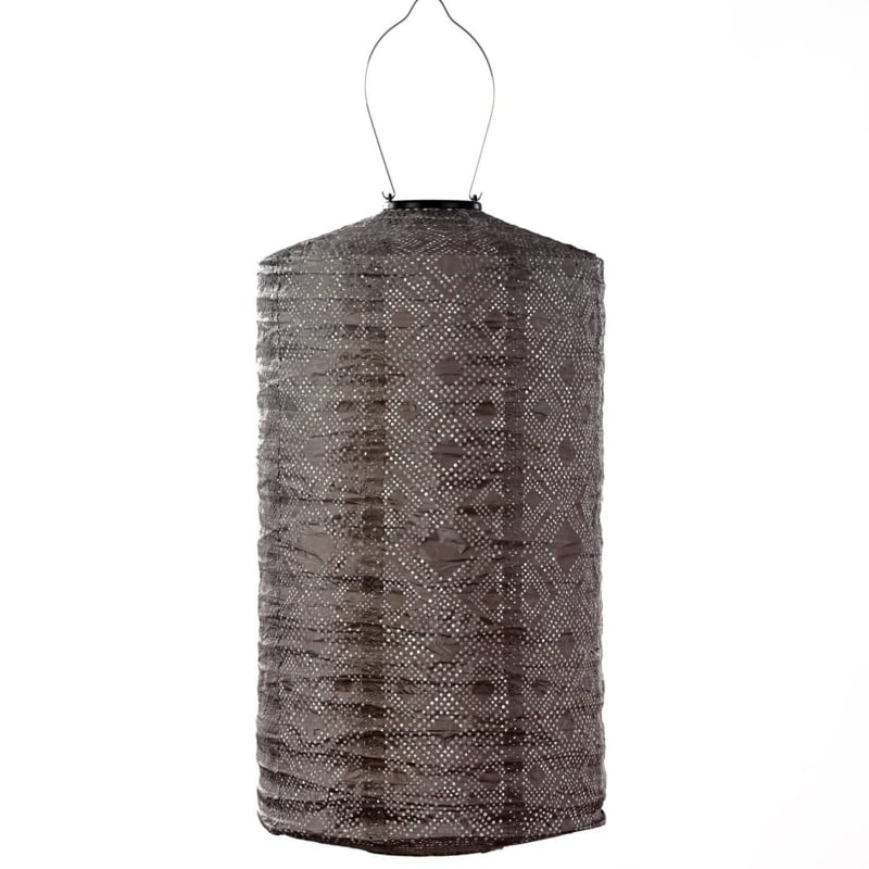 Solar Lampion Cylinder - Mosaic Taupe - 28 cm
