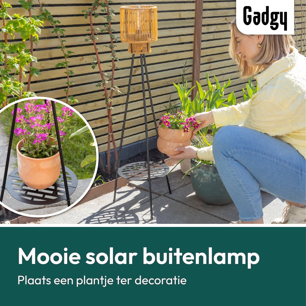 Solar Stehleuchte Dreibein – Braun – 103 cm