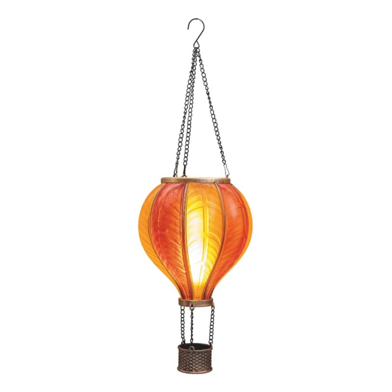 Solar Luchtballon met Vlameffect 24 LED – Geel/Oranje 62 cm