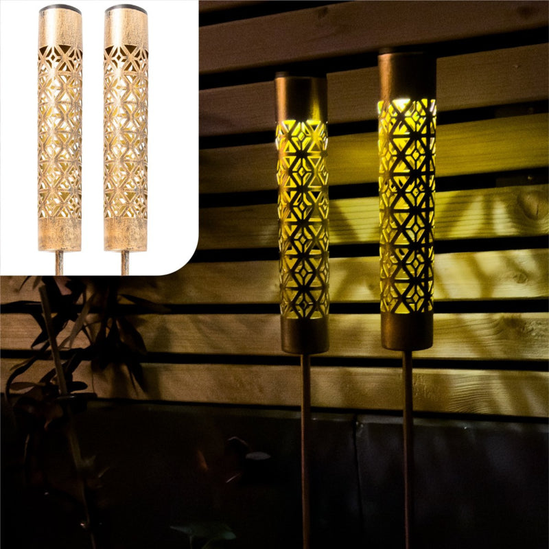 Solar Tuinstekers Metaal Goud - Set van 2 - 61 cm