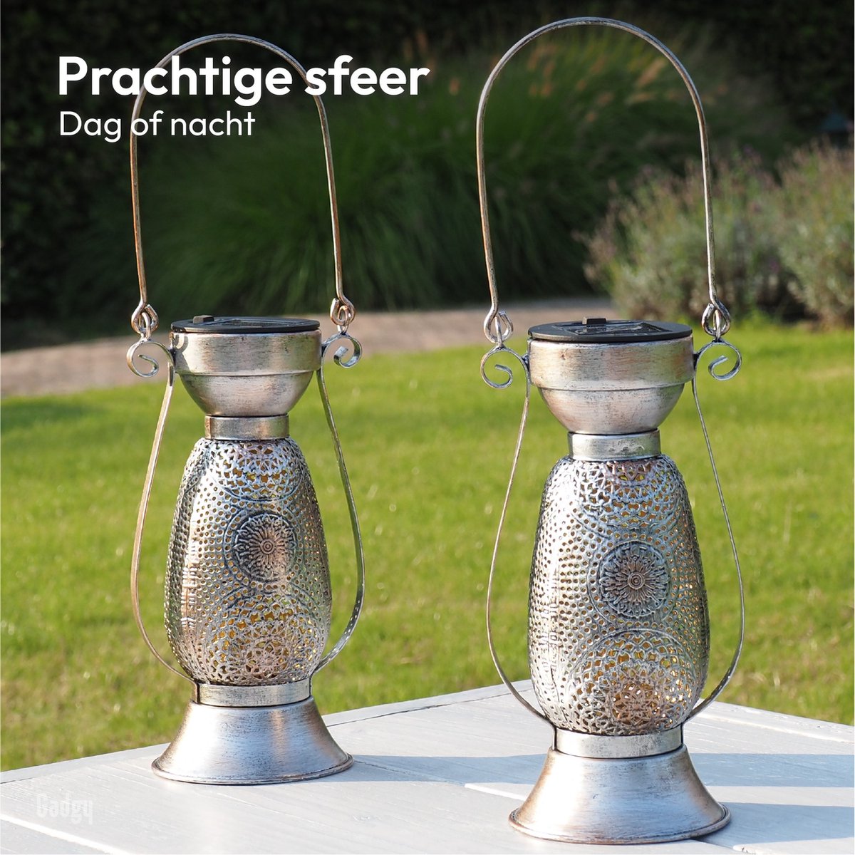 Solar-Tischlampe Petroleum – 2er-Set