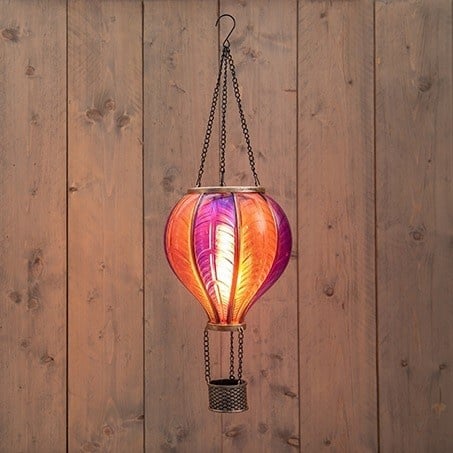 Solar Luchtballon met Vlameffect 24 LED – Roze 62 cm