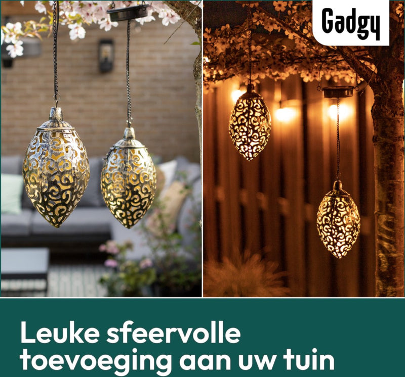 Stimmungsvolle orientalische Solar-Hängelampen (2er-Set)