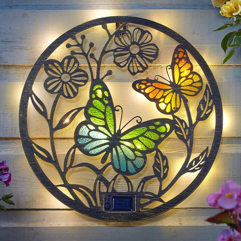 Solar Wanddecoratie Vlinders Rond - 32 cm