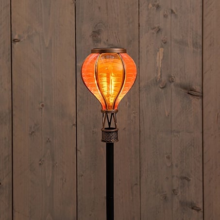 Solar Luchtballon op Steker met Vlameffect 12 LED – Geel/Oranje 57 cm