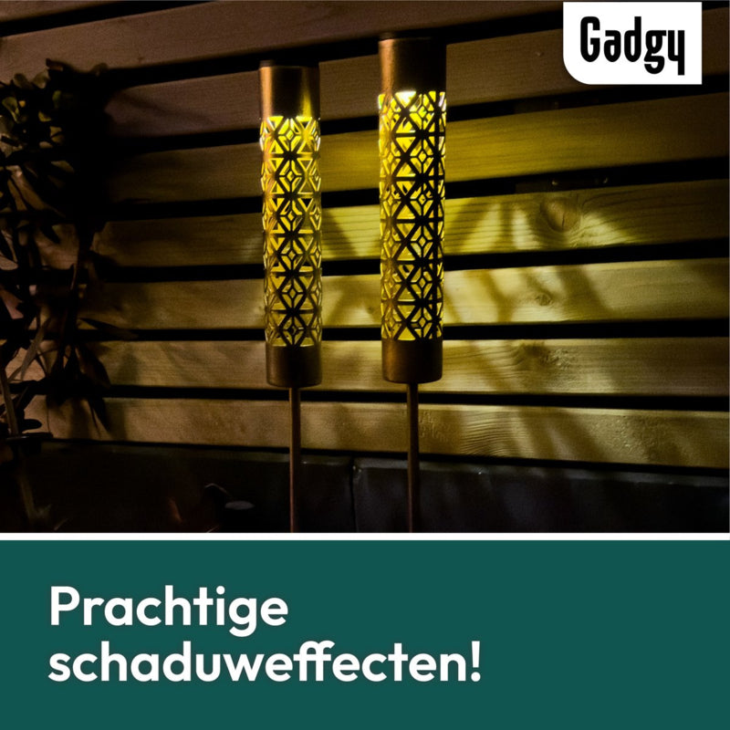 Solar Tuinstekers Metaal Goud - Set van 2 - 61 cm