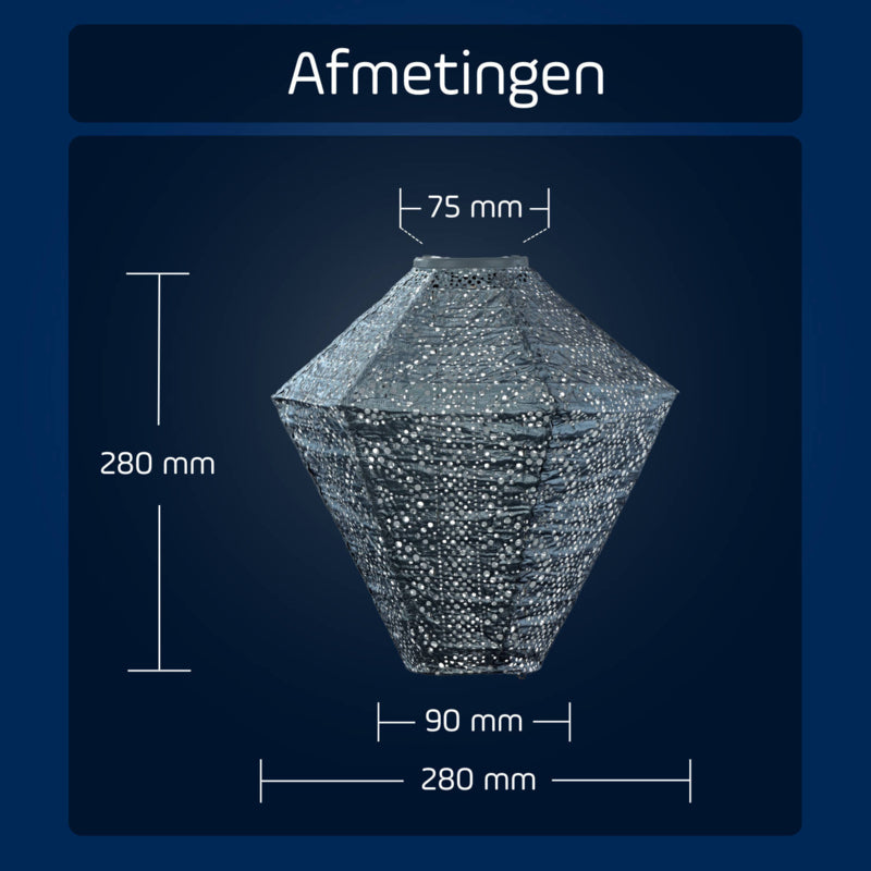 Solar Lampion Diamond - Lace Grey Blue - 28 cm
