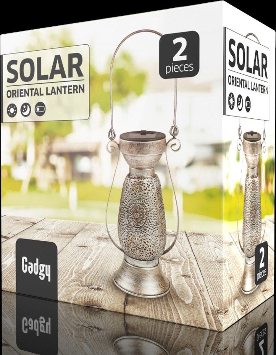 Solar-Tischlampe Petroleum – 2er-Set