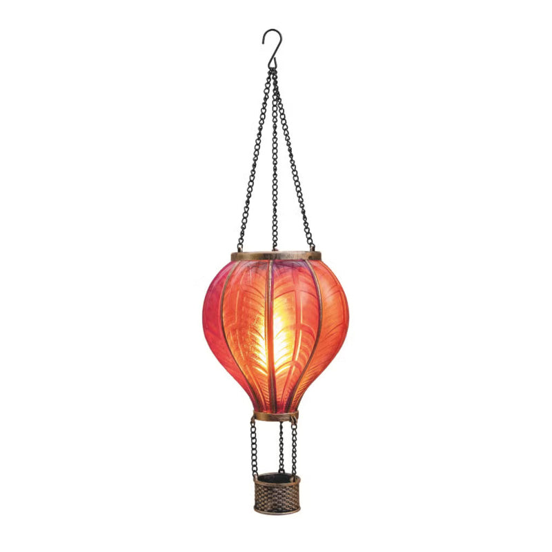 Solar Luchtballon met Vlameffect 20 LED – Roze 45 cm