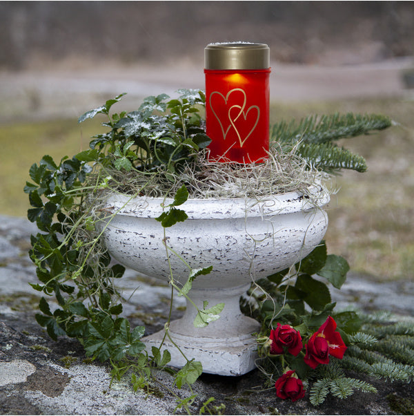 Solar-Grablicht Gartenstecker – Kerze Hearty Red – 12 cm