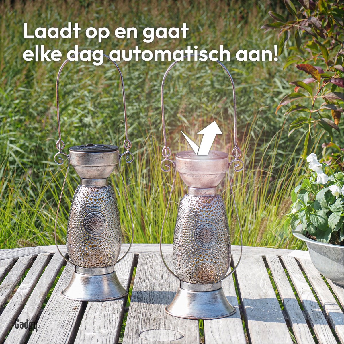 Solar-Tischlampe Petroleum – 2er-Set