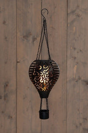 Solar-Heißluftballon mit Flammeneffekt 10 LED – Schwarz 38 cm