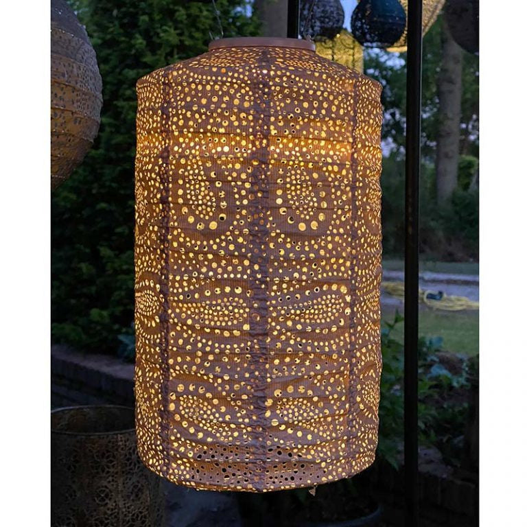 Solar Lampion Cylinder - Paisley Pink - 18 cm