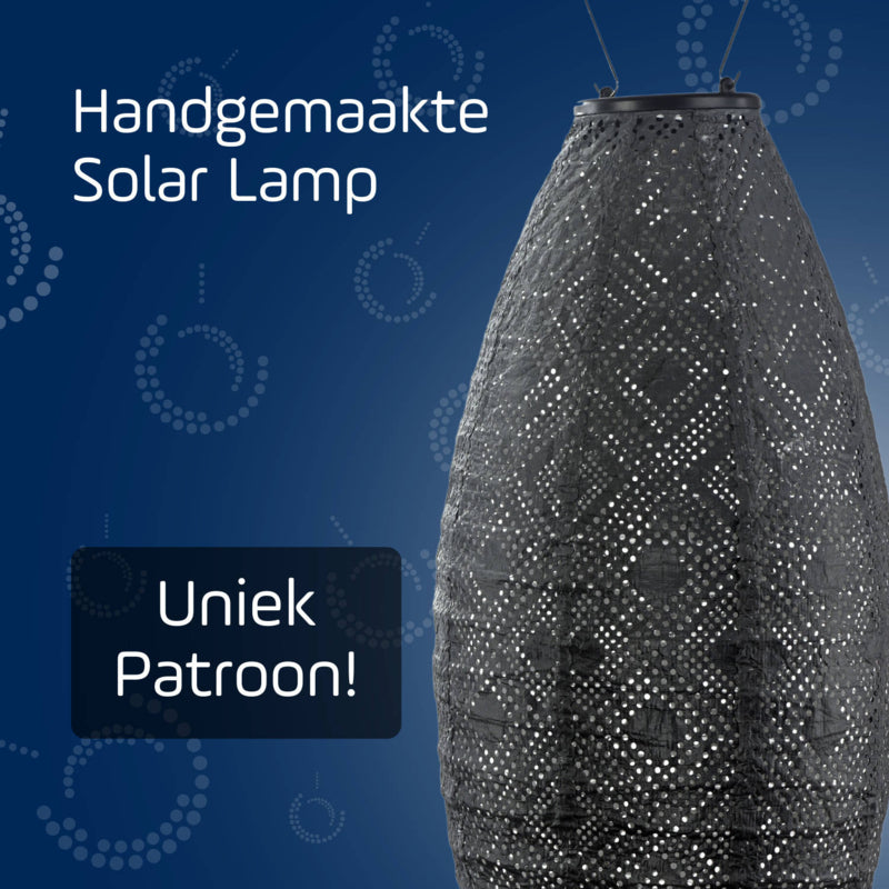 Solar-Lampion lang oval - Mosaik Dunkelgrau - 20 cm