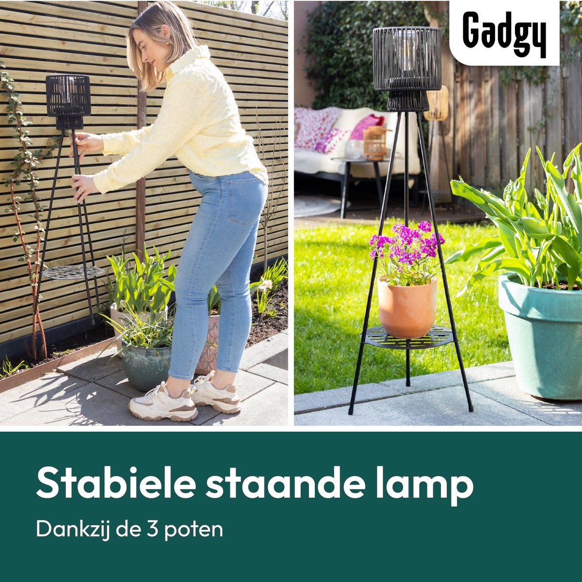Solar-Stehleuchte Dreibein – Schwarz – 103 cm
