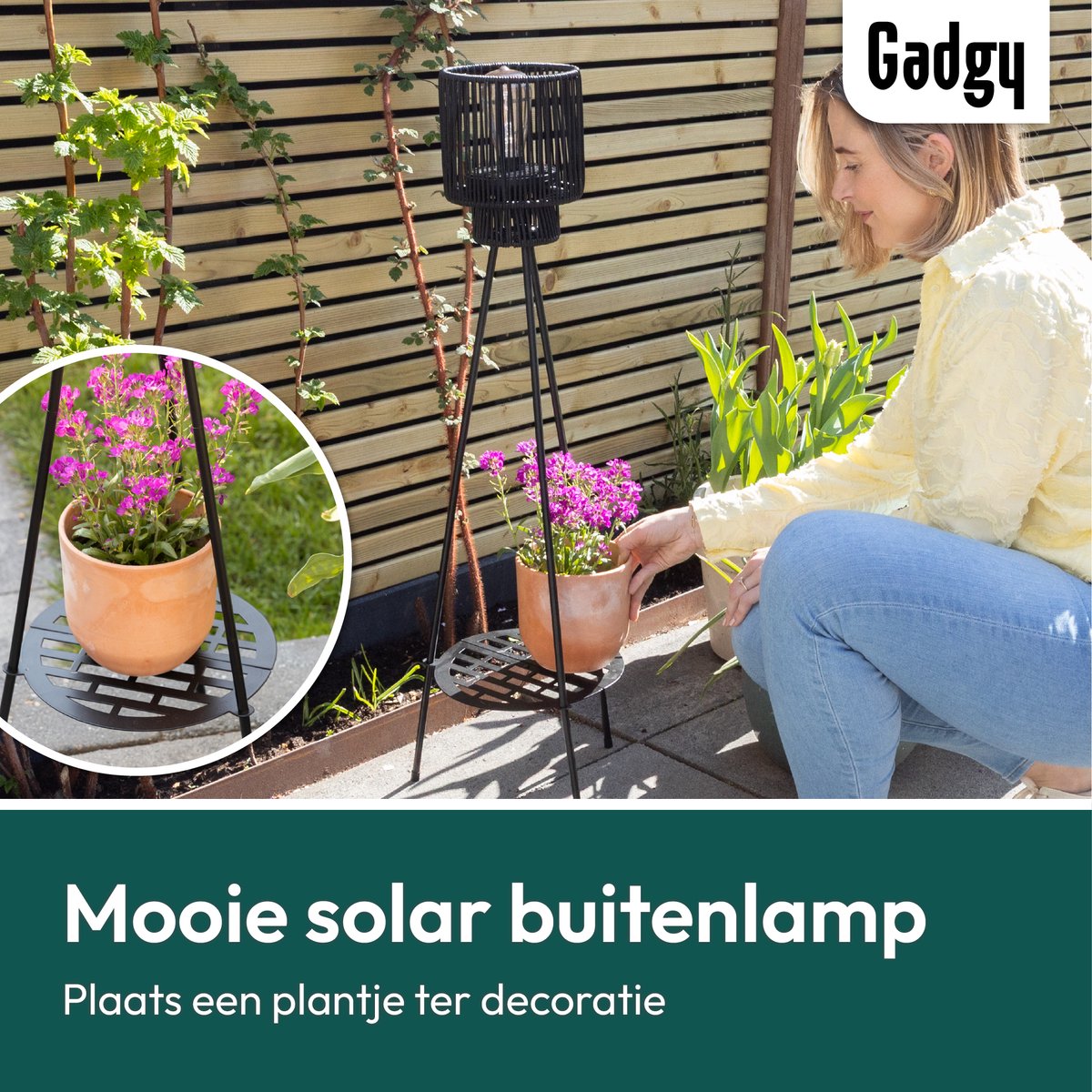 Solar-Stehleuchte Dreibein – Schwarz – 103 cm